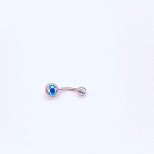 Belly Ring CZ Aurora Borealis